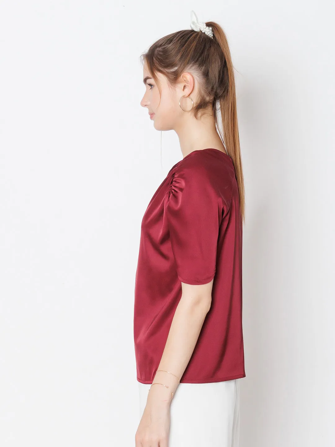 Red Solid Basic Top
