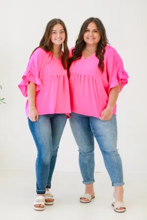 Reminders of You Blouse in Barbie Pink