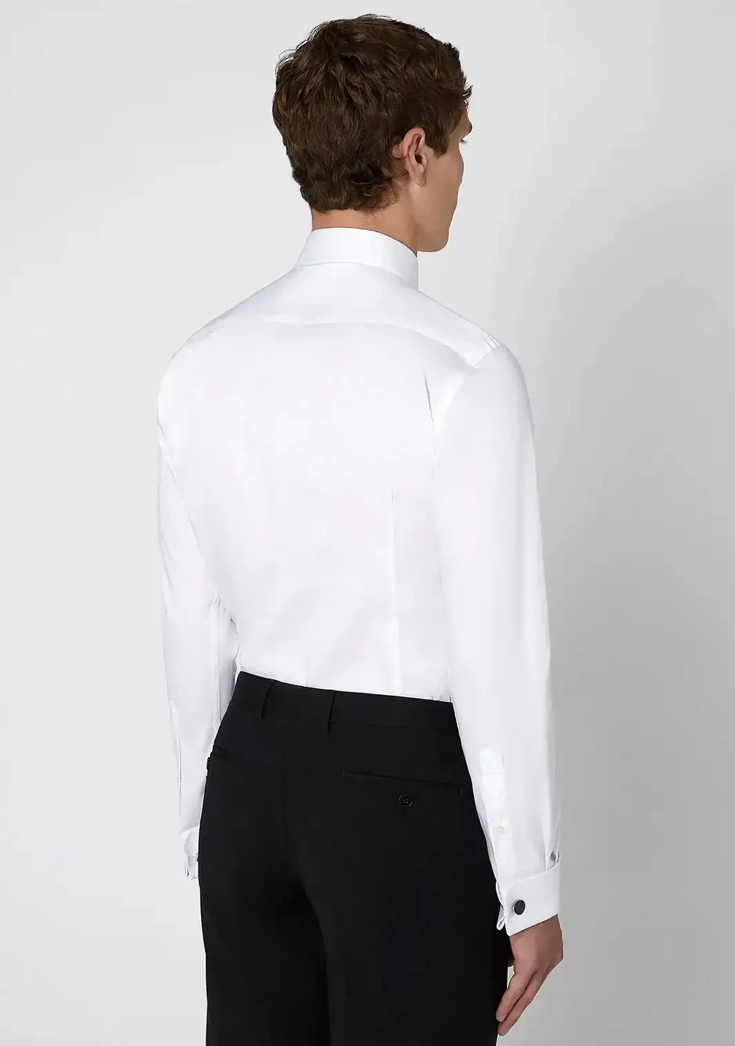 Remus Uomo Stud Button Tuxedo Shirt Ashton Slim Fit White