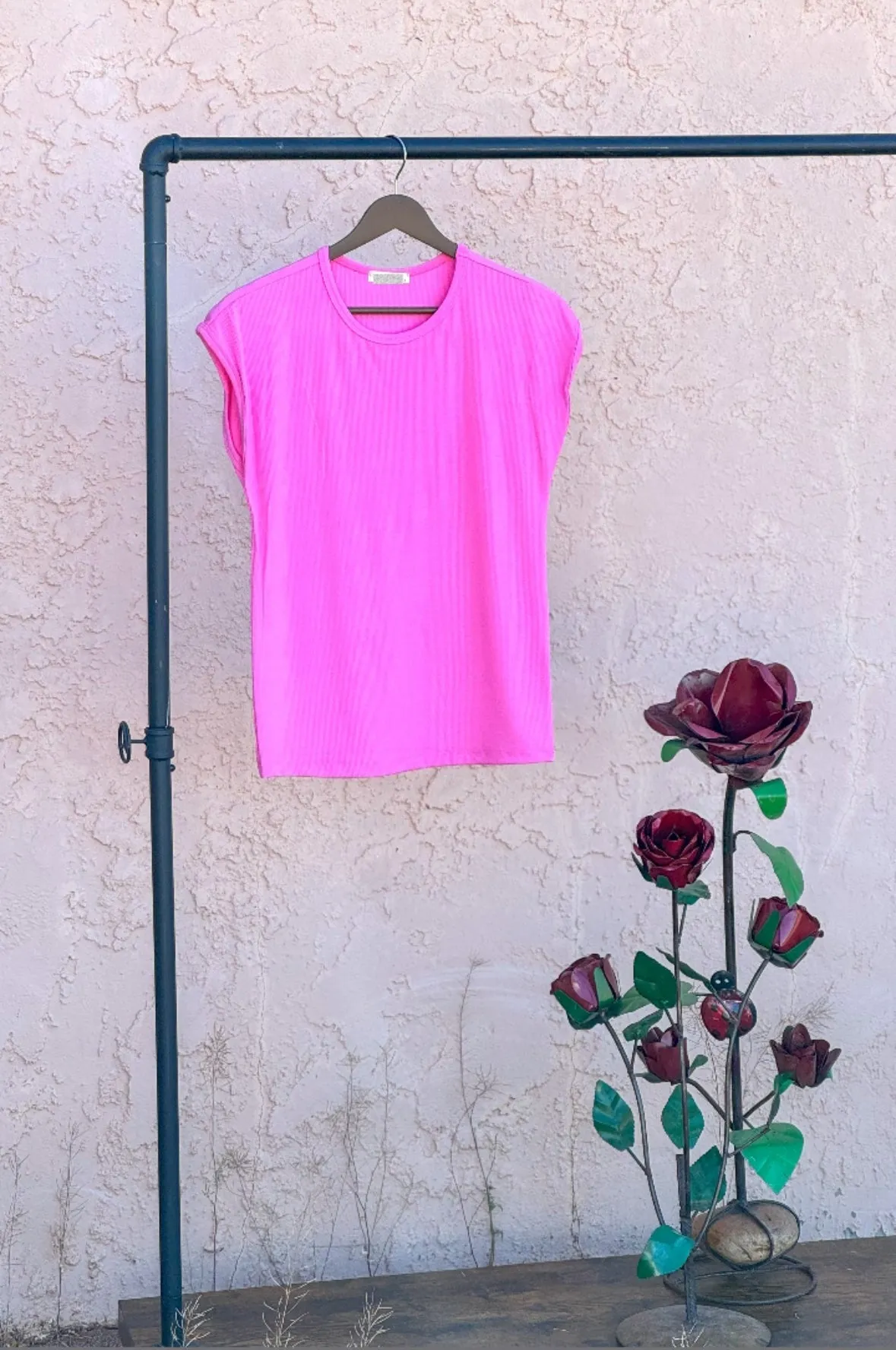 Ribbed Pink Top