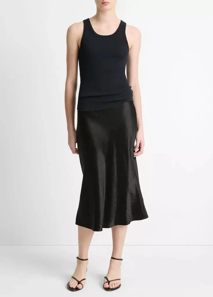 Ribbed Scoop-Neck Tank - Black