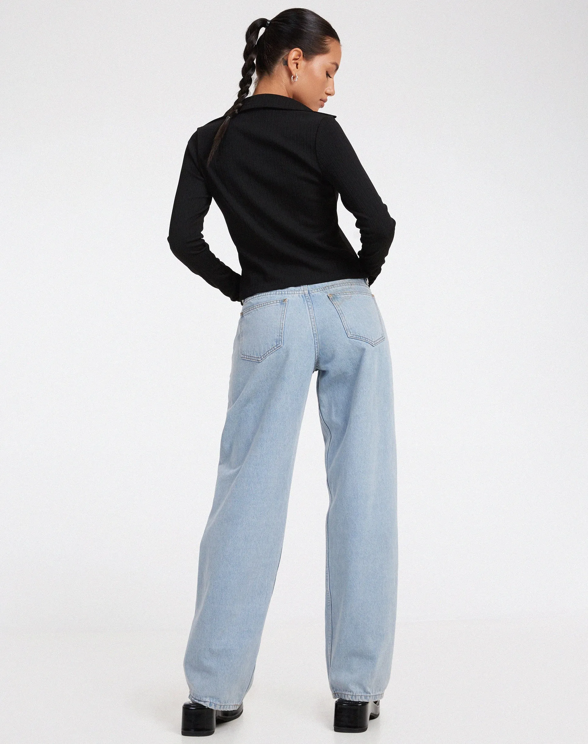 Ruix Long Sleeve Top in Jersey Plise Black