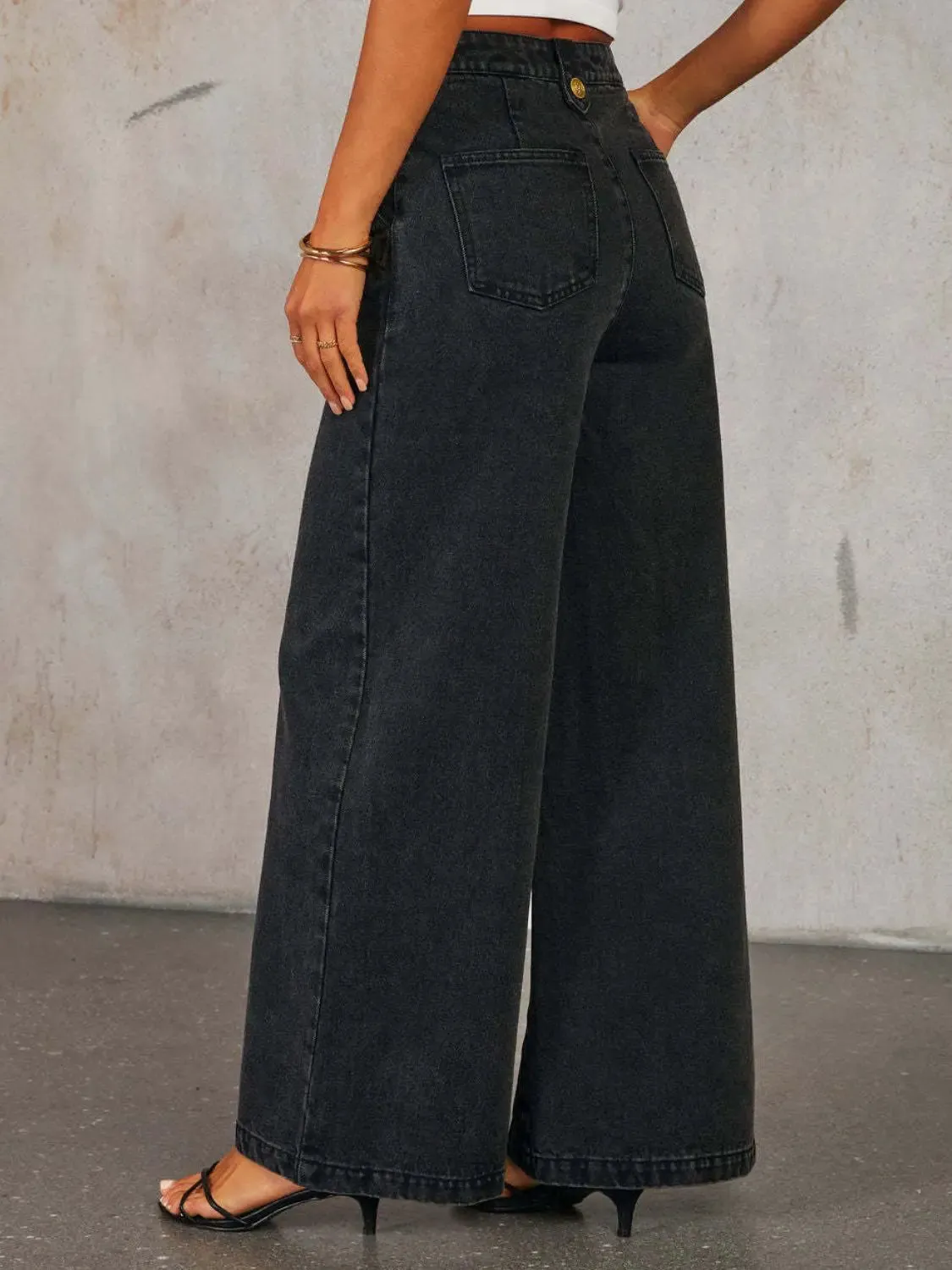 'Rylee' Vest and Wide Leg Jeans Denim Set