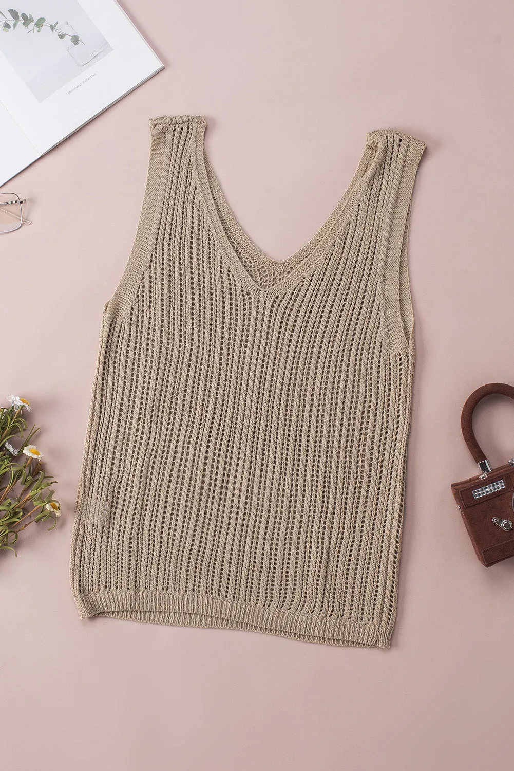 Rylin V-Neck Wide Strap Knit Vest