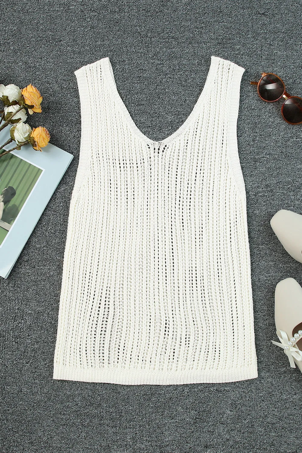 Rylin V-Neck Wide Strap Knit Vest