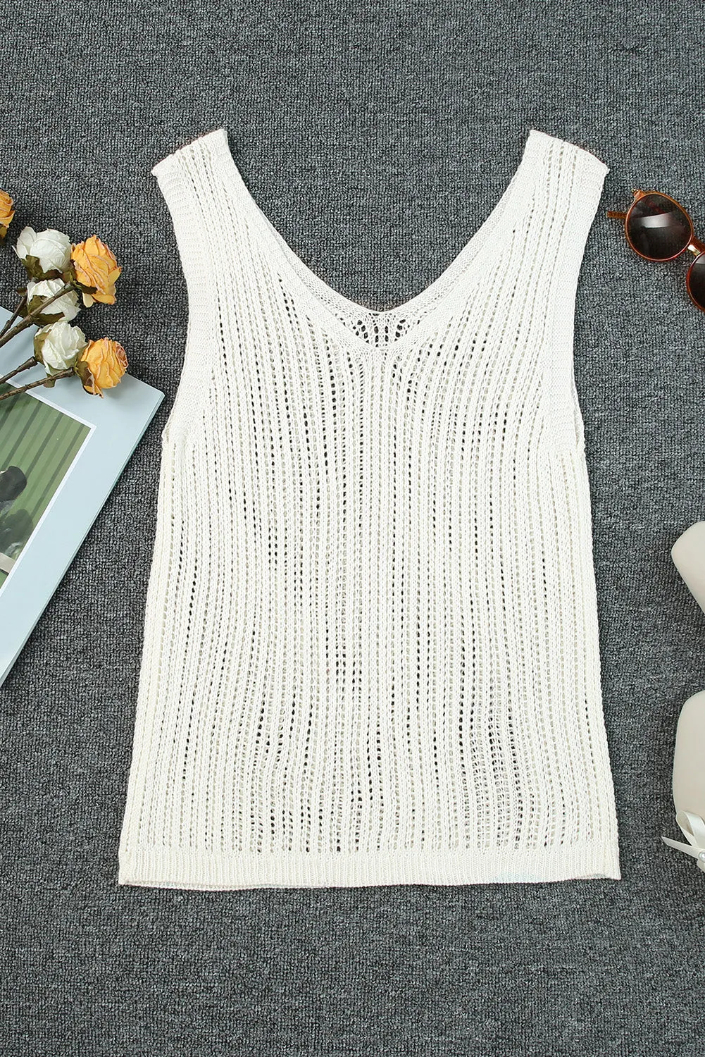 Rylin V-Neck Wide Strap Knit Vest