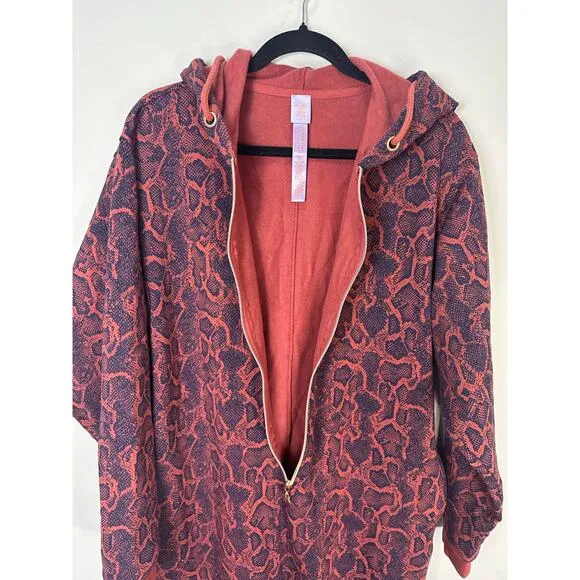 Savage X Fenty Unisex Forever Savage Python Snake Print Hooded One Piece - Large