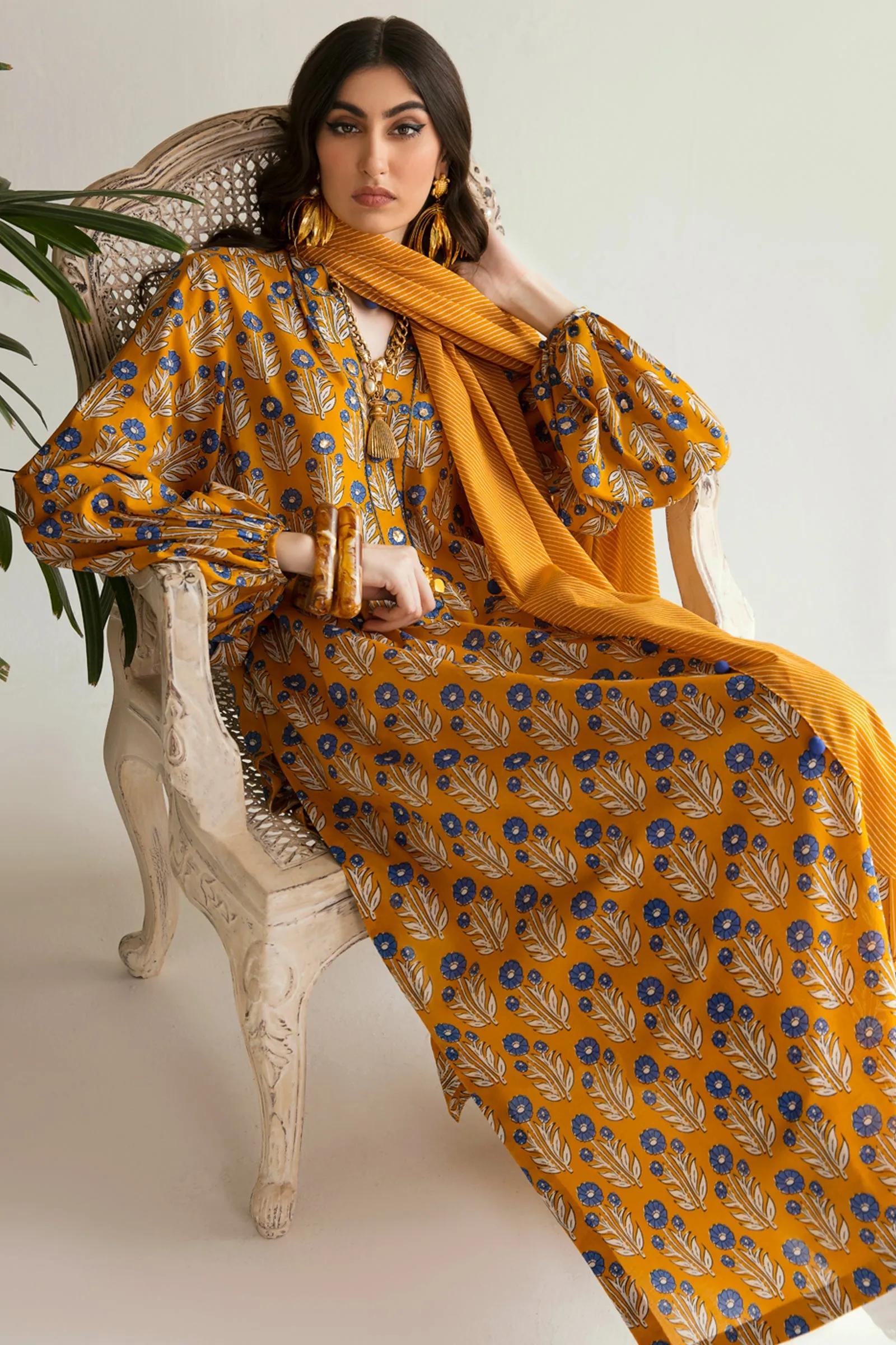 SEDA (ZRW-20940) | Zaha RTW Poplin Collection 2023 | Stitched Lawn Cambric Cotton Suits