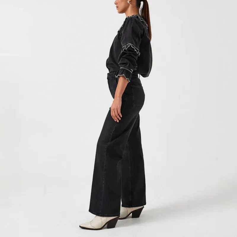 SEVENTY & MOCHI Elodie Full Length Jean in Vintage Black
