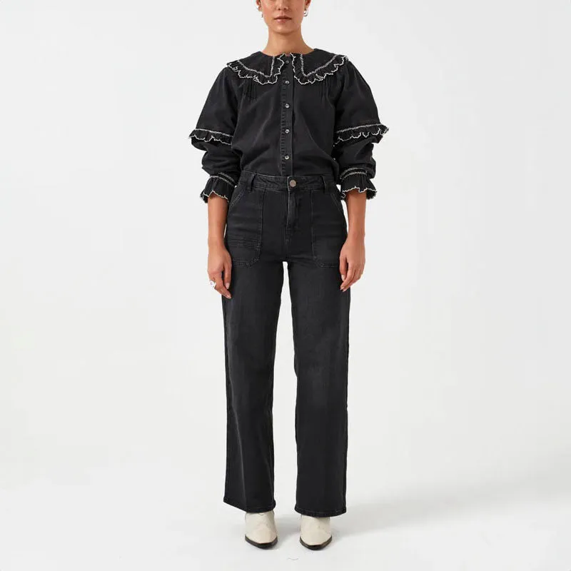 SEVENTY & MOCHI Elodie Full Length Jean in Vintage Black