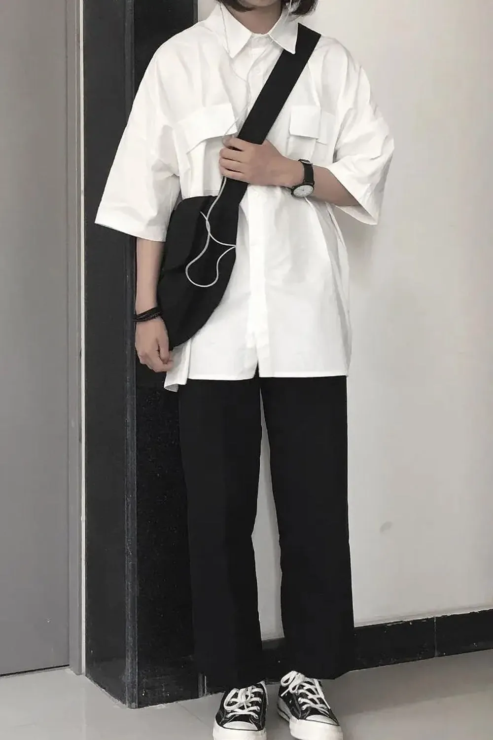 Short Sleeve Double Pockets Basic Blouse Shirts
