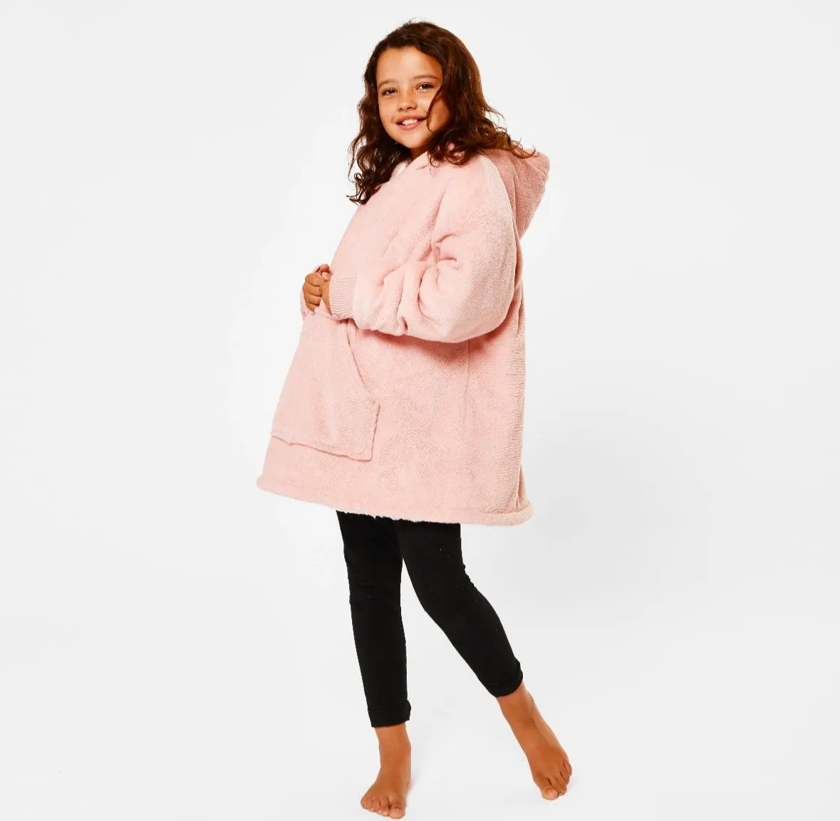 Sienna Sherpa Hoodie Blanket, Kids - Blush