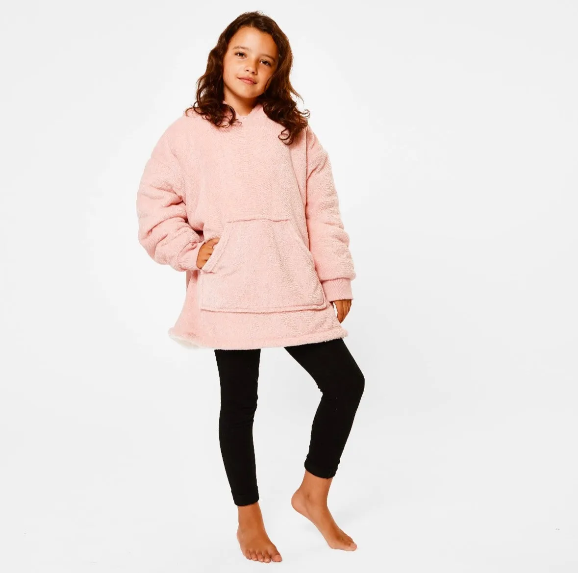 Sienna Sherpa Hoodie Blanket, Kids - Blush