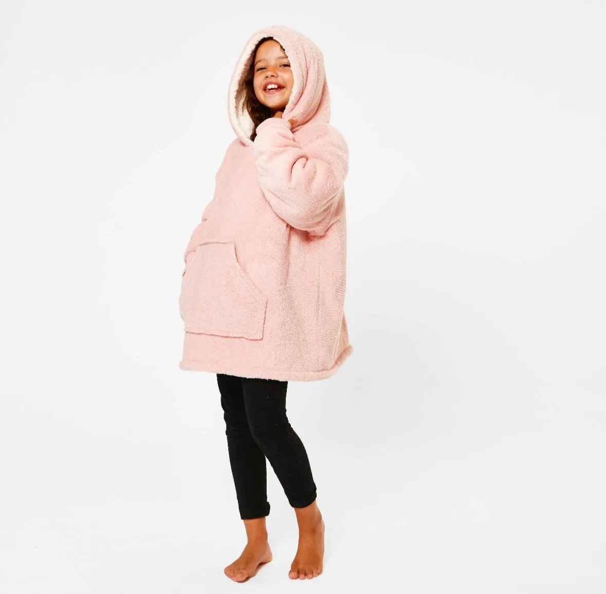 Sienna Sherpa Hoodie Blanket, Kids - Blush