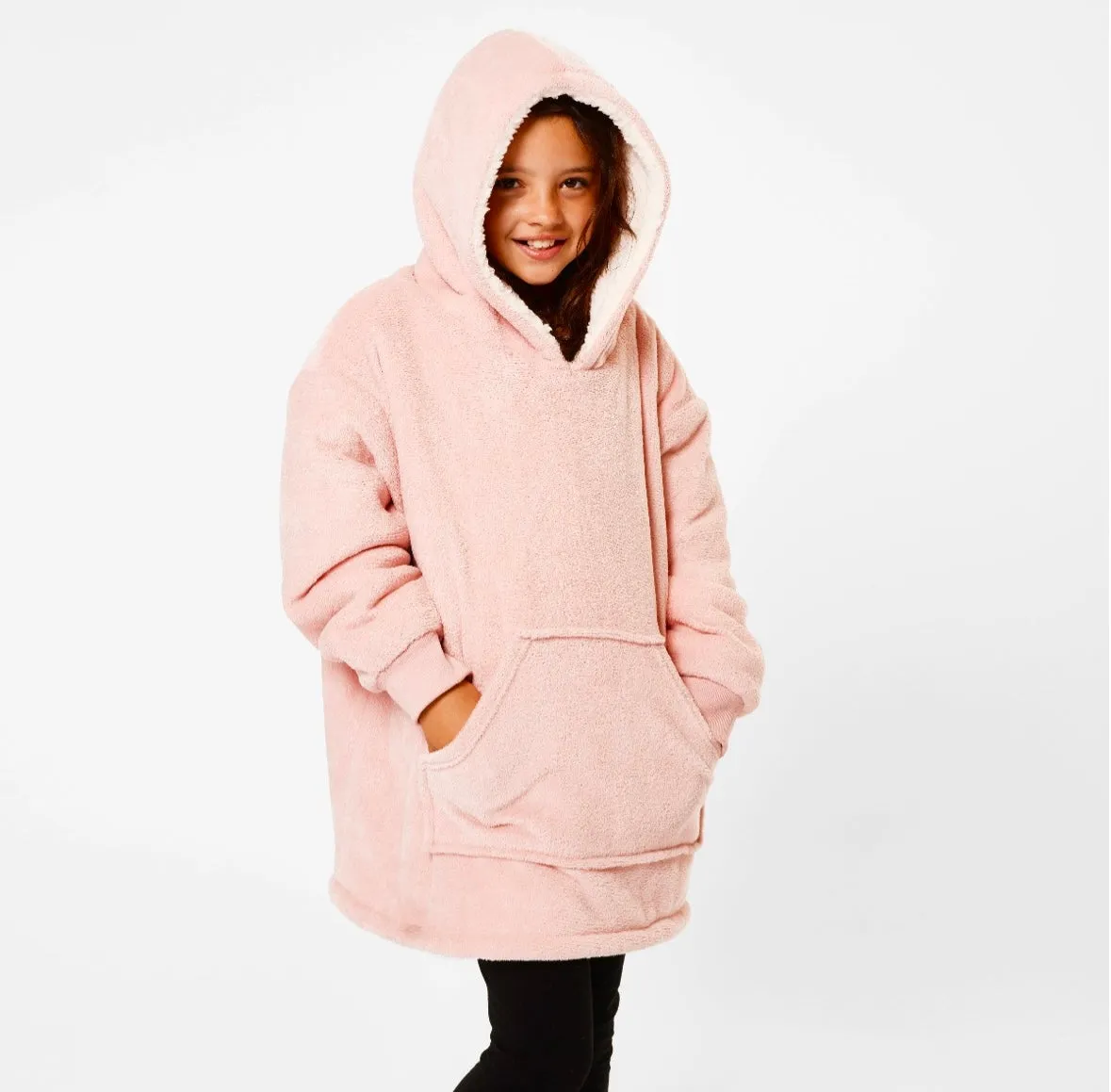 Sienna Sherpa Hoodie Blanket, Kids - Blush