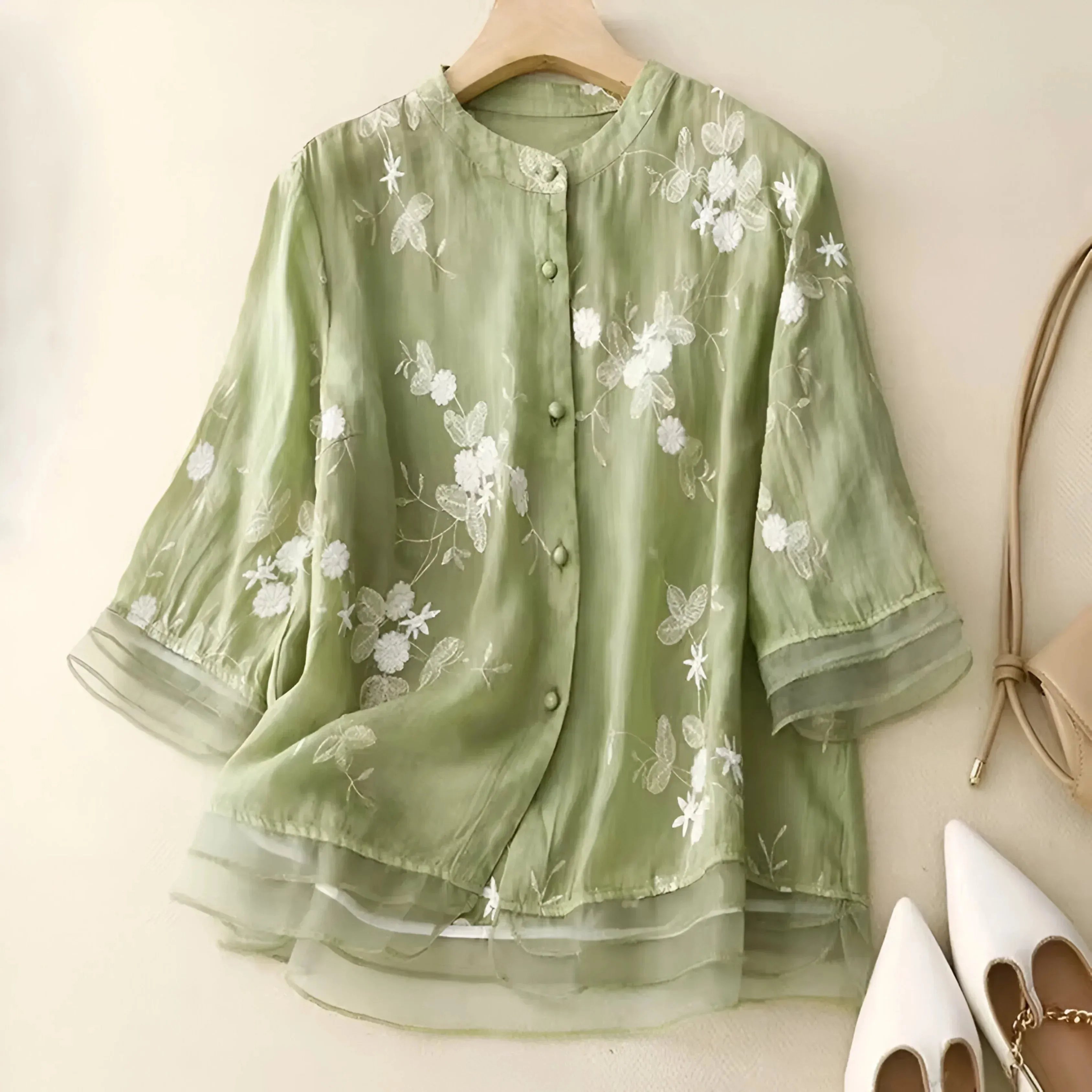 SKYLA - EMBROIDERED COTTON BLOUSE