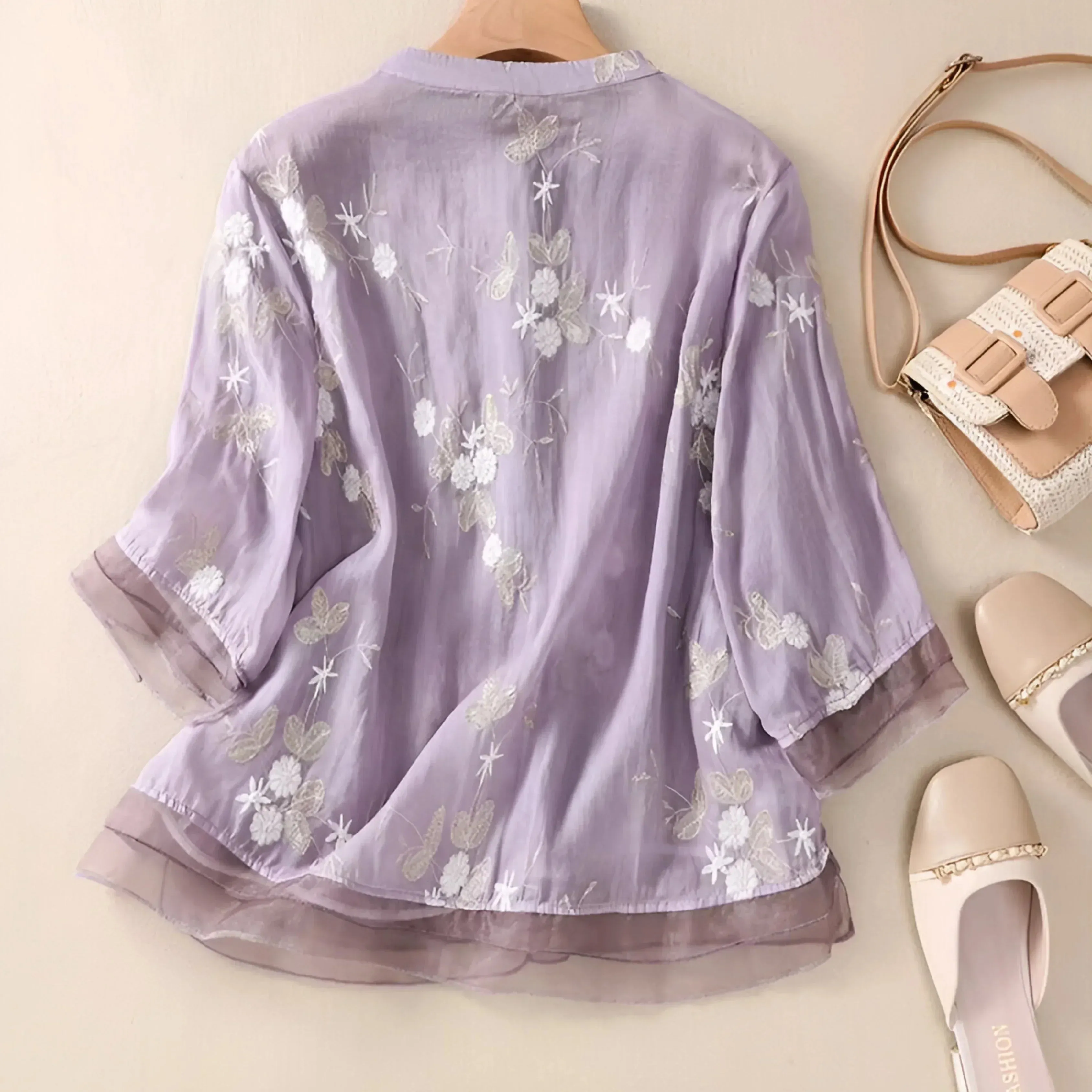 SKYLA - EMBROIDERED COTTON BLOUSE