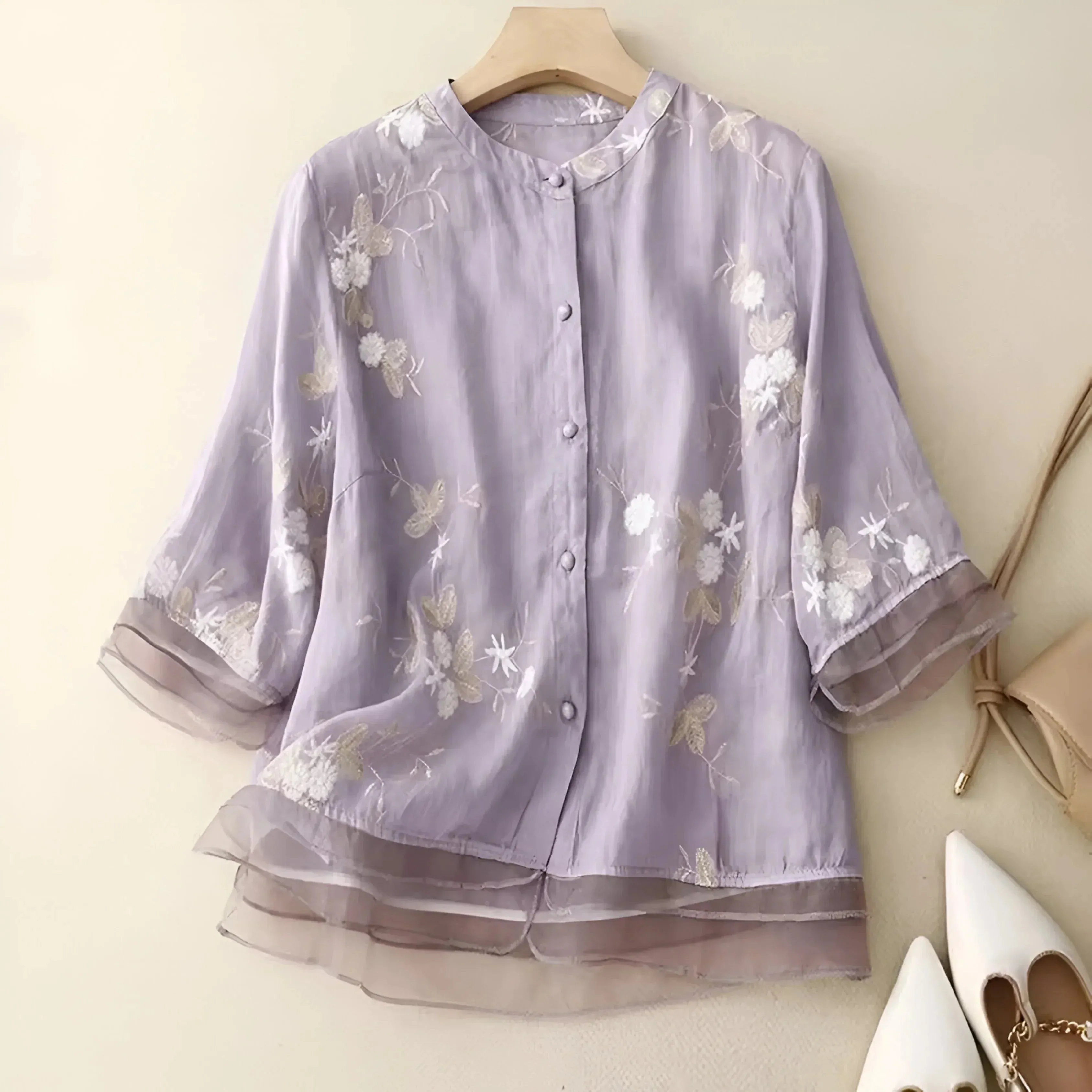 SKYLA - EMBROIDERED COTTON BLOUSE