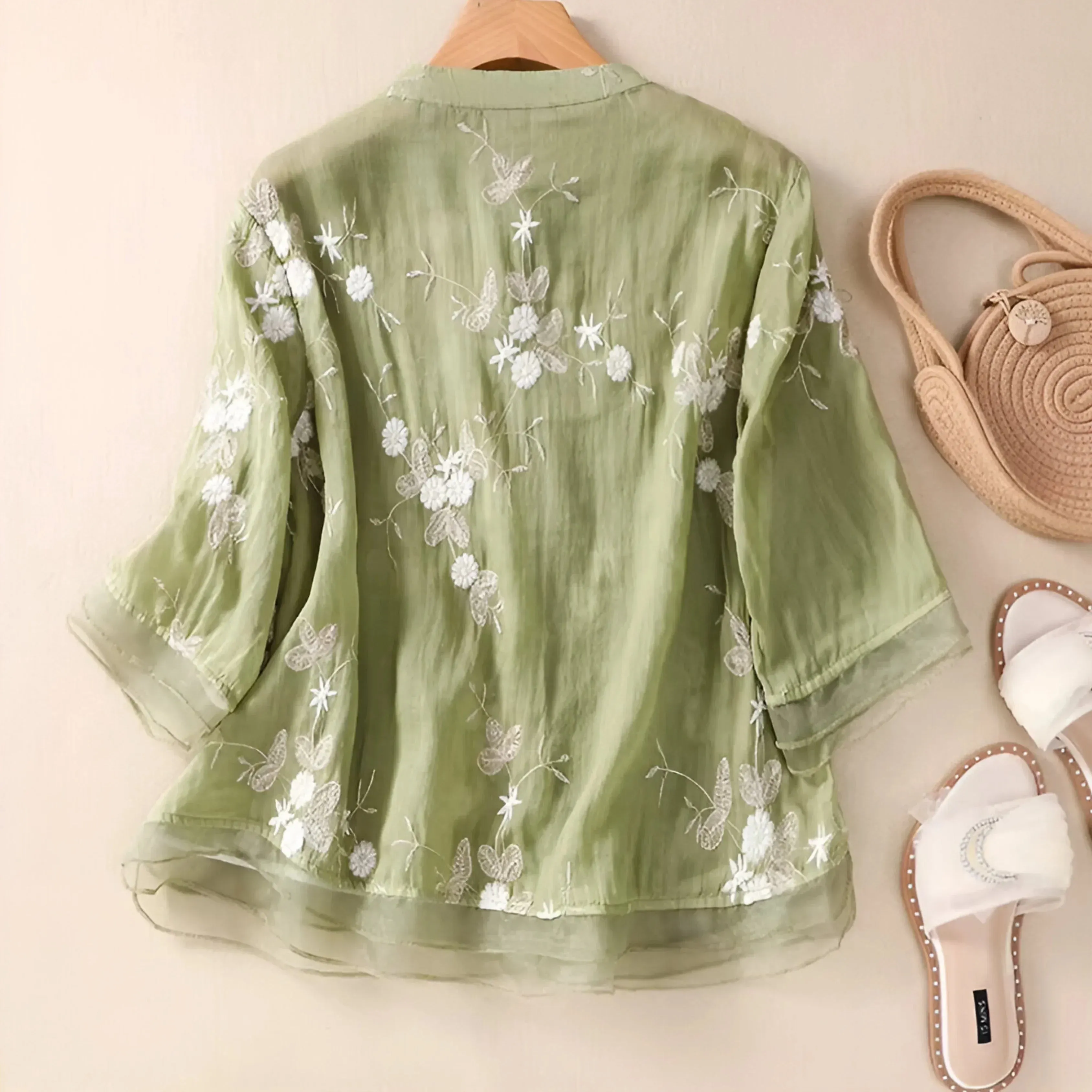 SKYLA - EMBROIDERED COTTON BLOUSE
