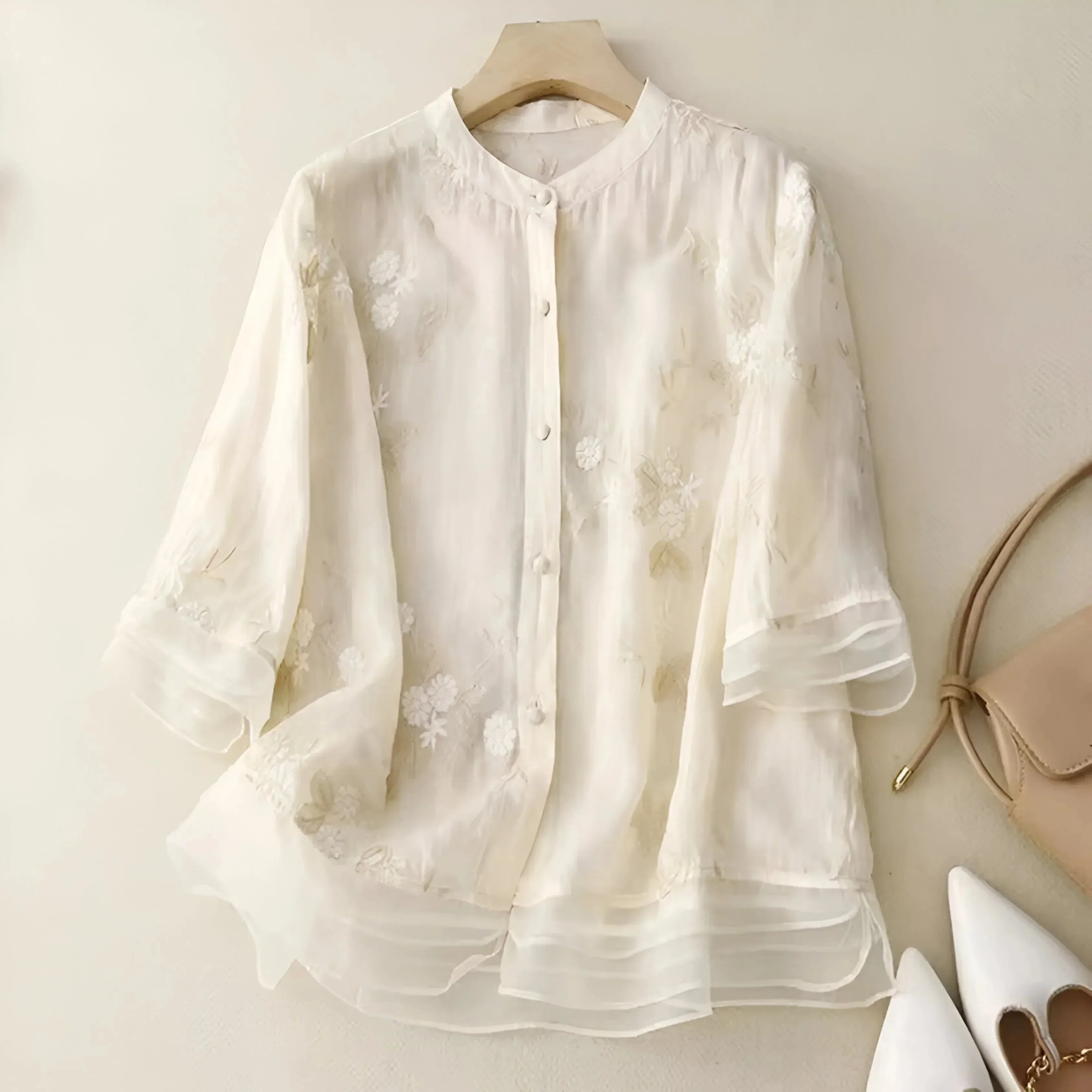 SKYLA - EMBROIDERED COTTON BLOUSE