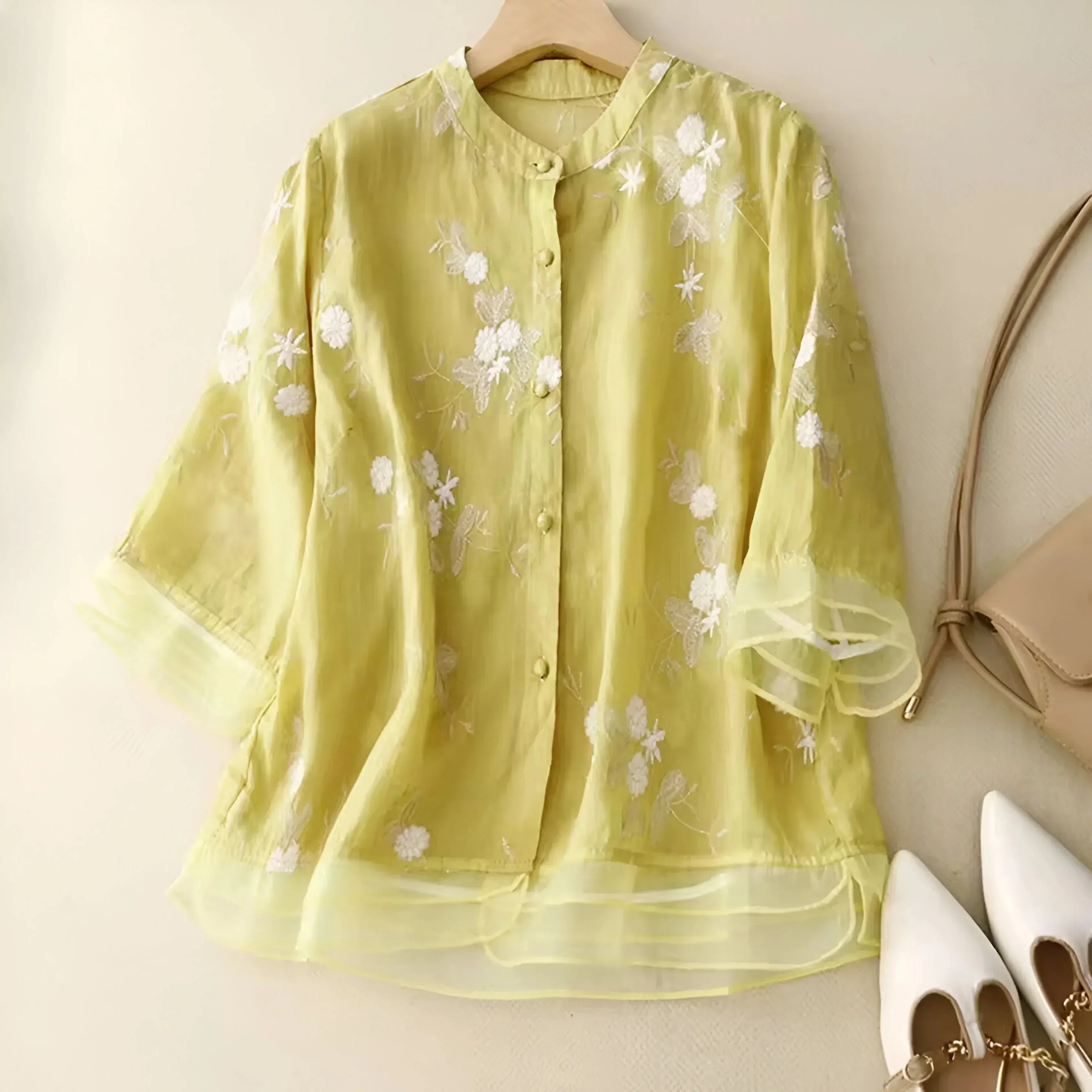 SKYLA - EMBROIDERED COTTON BLOUSE