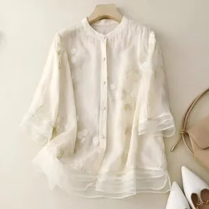 SKYLA - EMBROIDERED COTTON BLOUSE