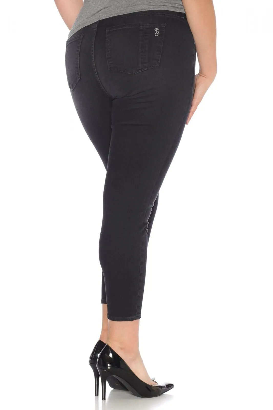 Slink Jeans Women's 5 Pocket Curvy Ankle Jeggings Black 16