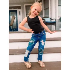 Sports Patched Jeans