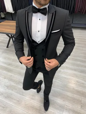 Stefano Black Slim Fit Shawl Lapel Tuxedo