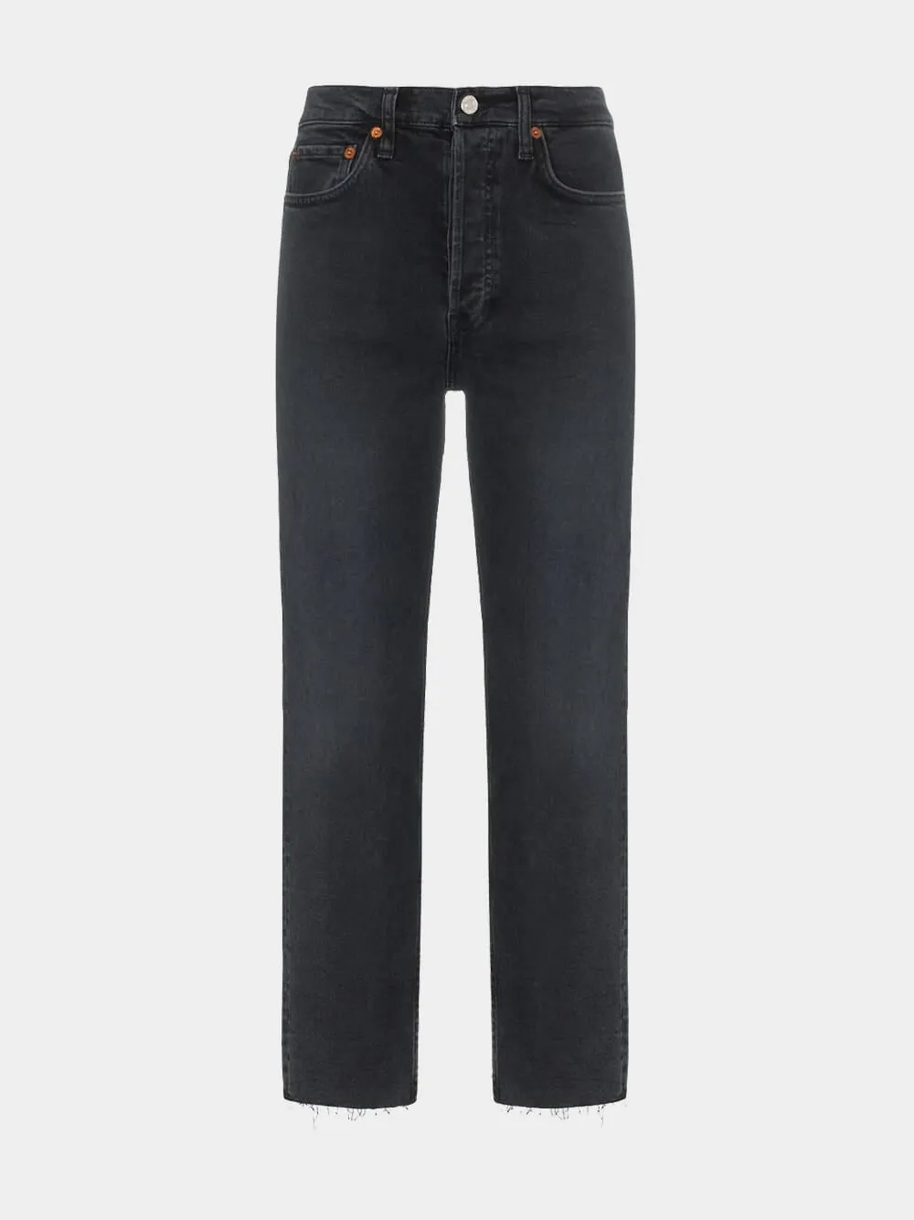 Stove Pipe Black High-Rise Straight Jeans