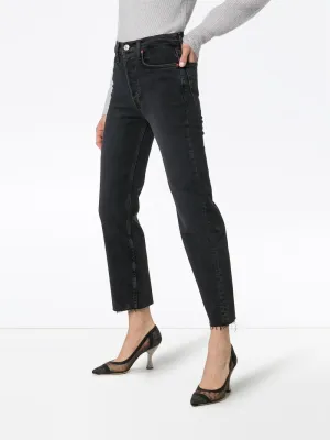 Stove Pipe Black High-Rise Straight Jeans