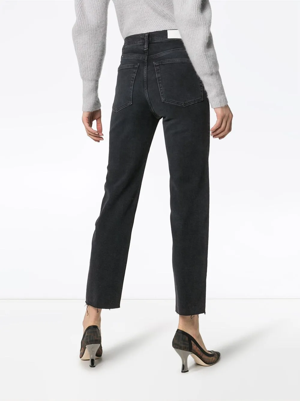 Stove Pipe Black High-Rise Straight Jeans