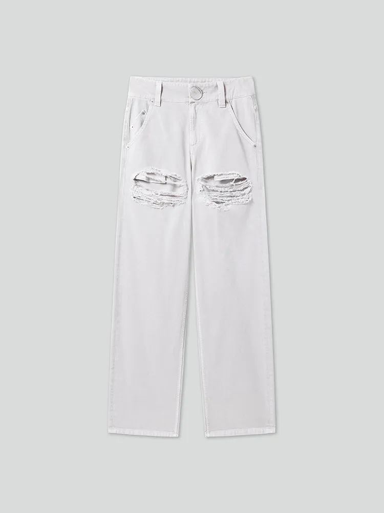 Straight Fit Jeans With Ripped