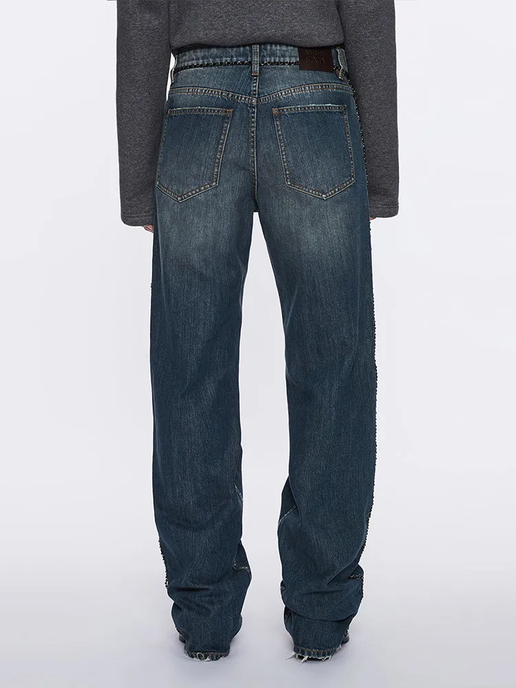 Straight-Leg Jeans With Chain