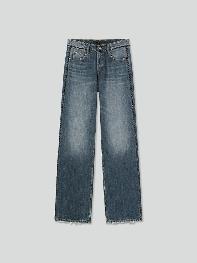 Straight-Leg Jeans With Chain