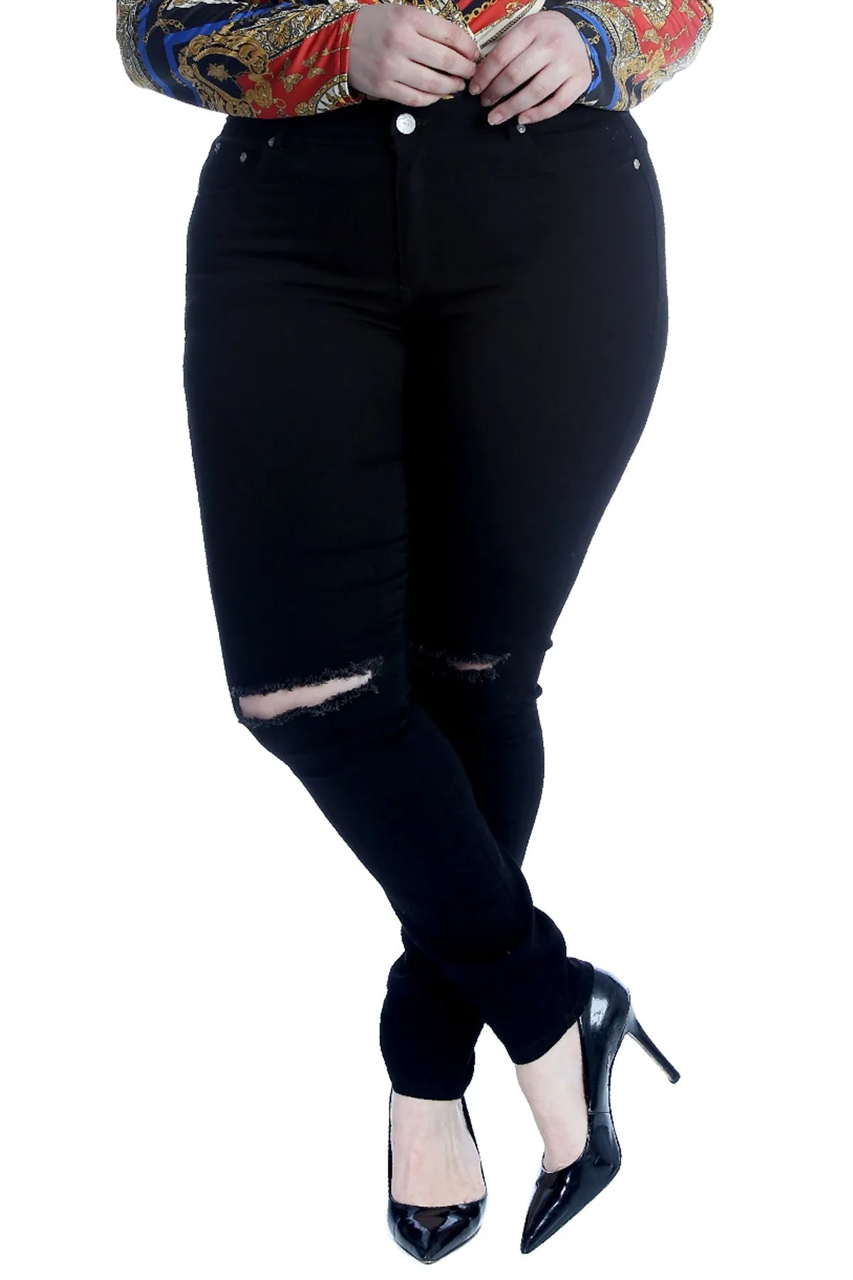 Straight Leg Ripped Jeans