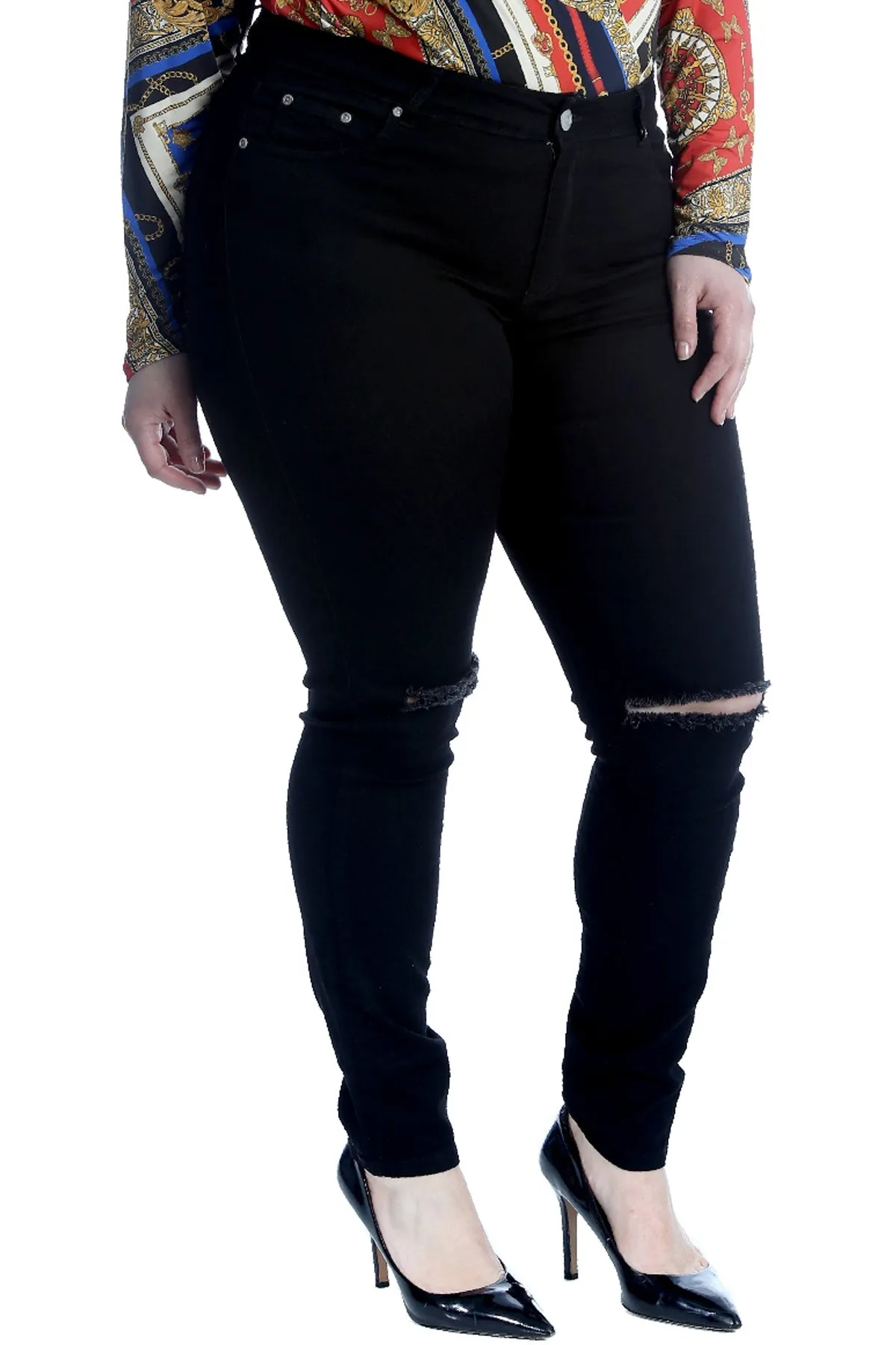 Straight Leg Ripped Jeans