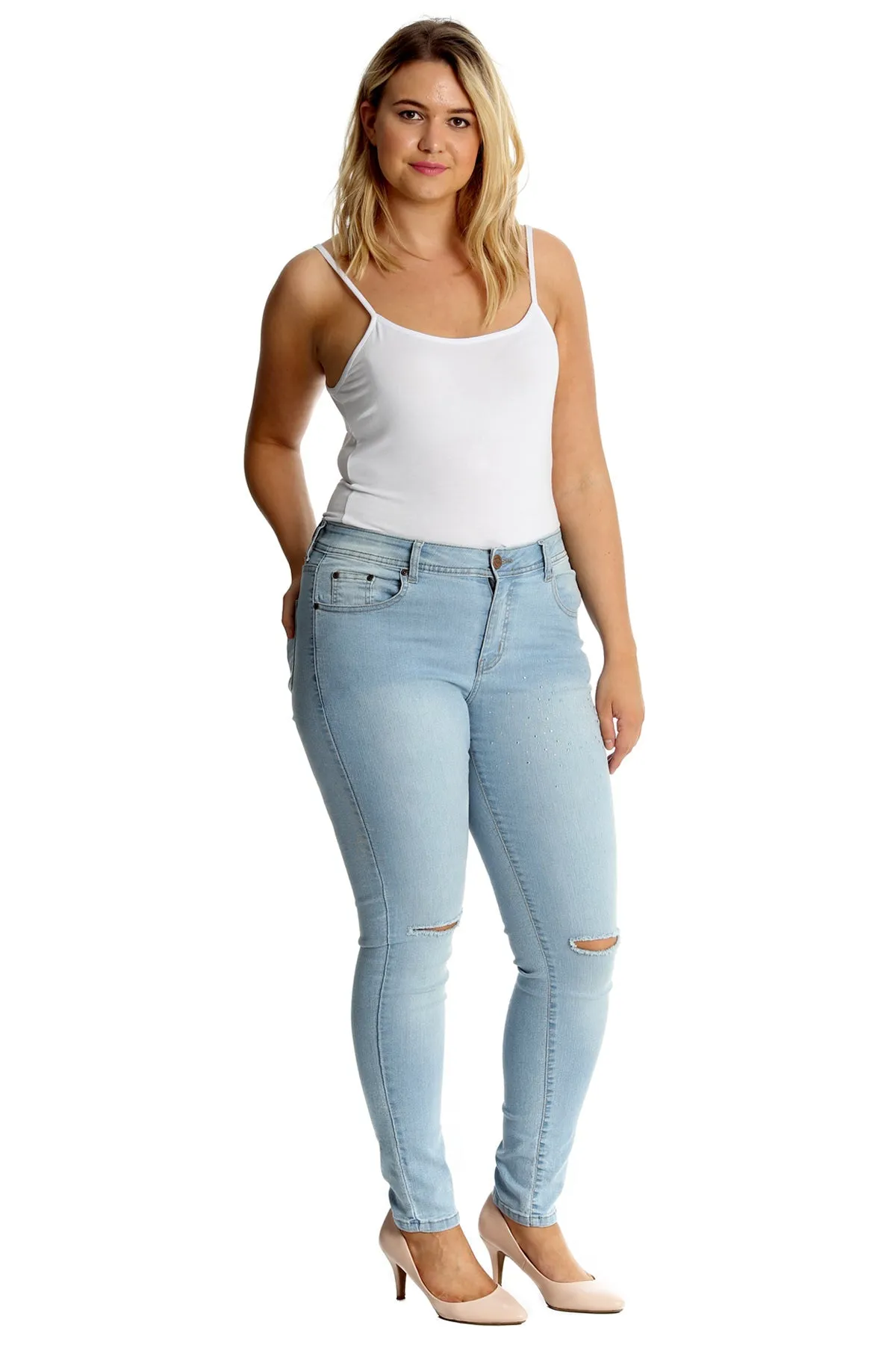 Straight Leg Ripped Jeans