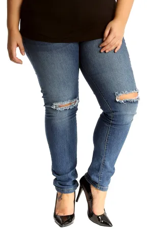 Straight Leg Ripped Jeans