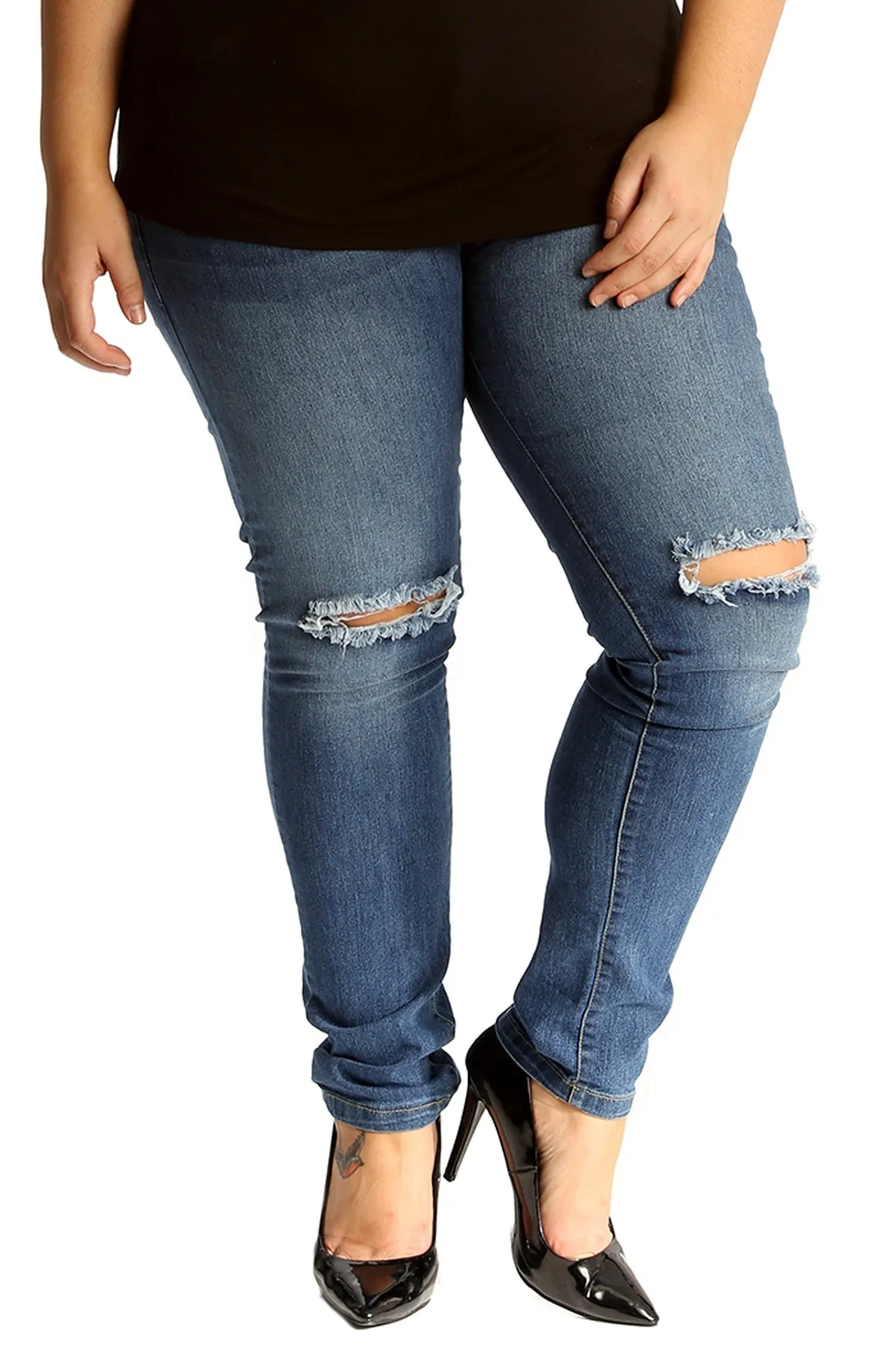 Straight Leg Ripped Jeans