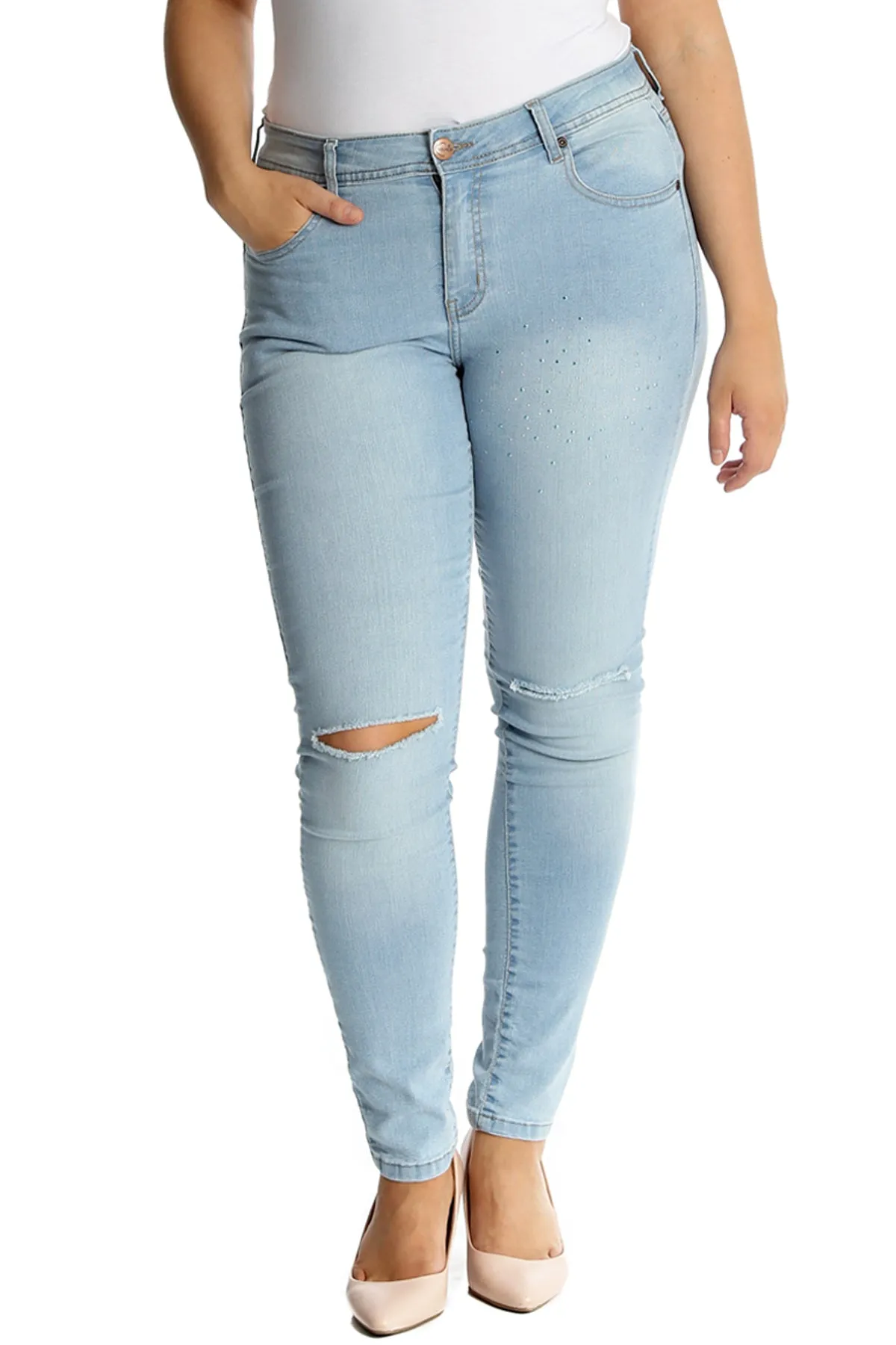 Straight Leg Ripped Jeans