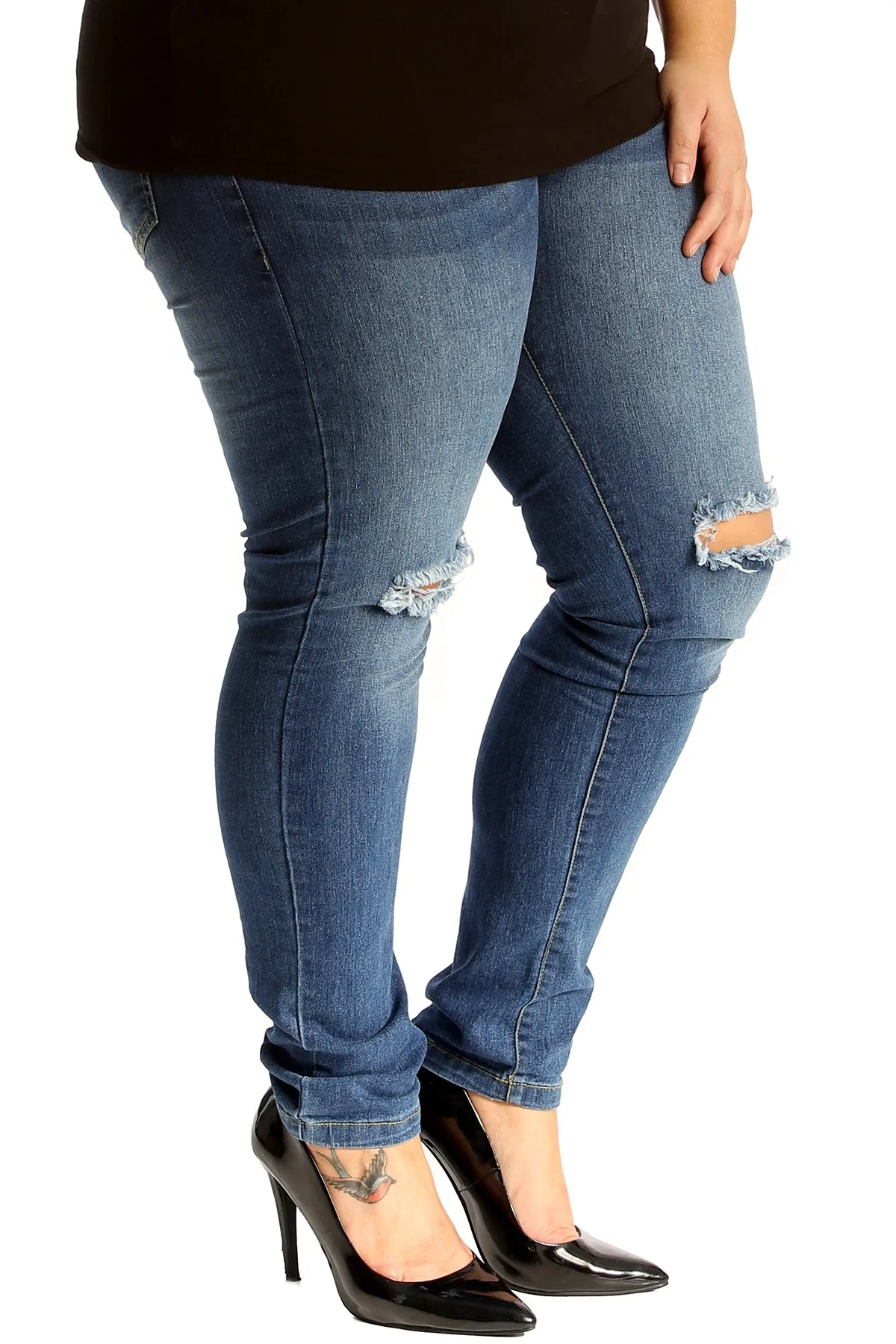 Straight Leg Ripped Jeans