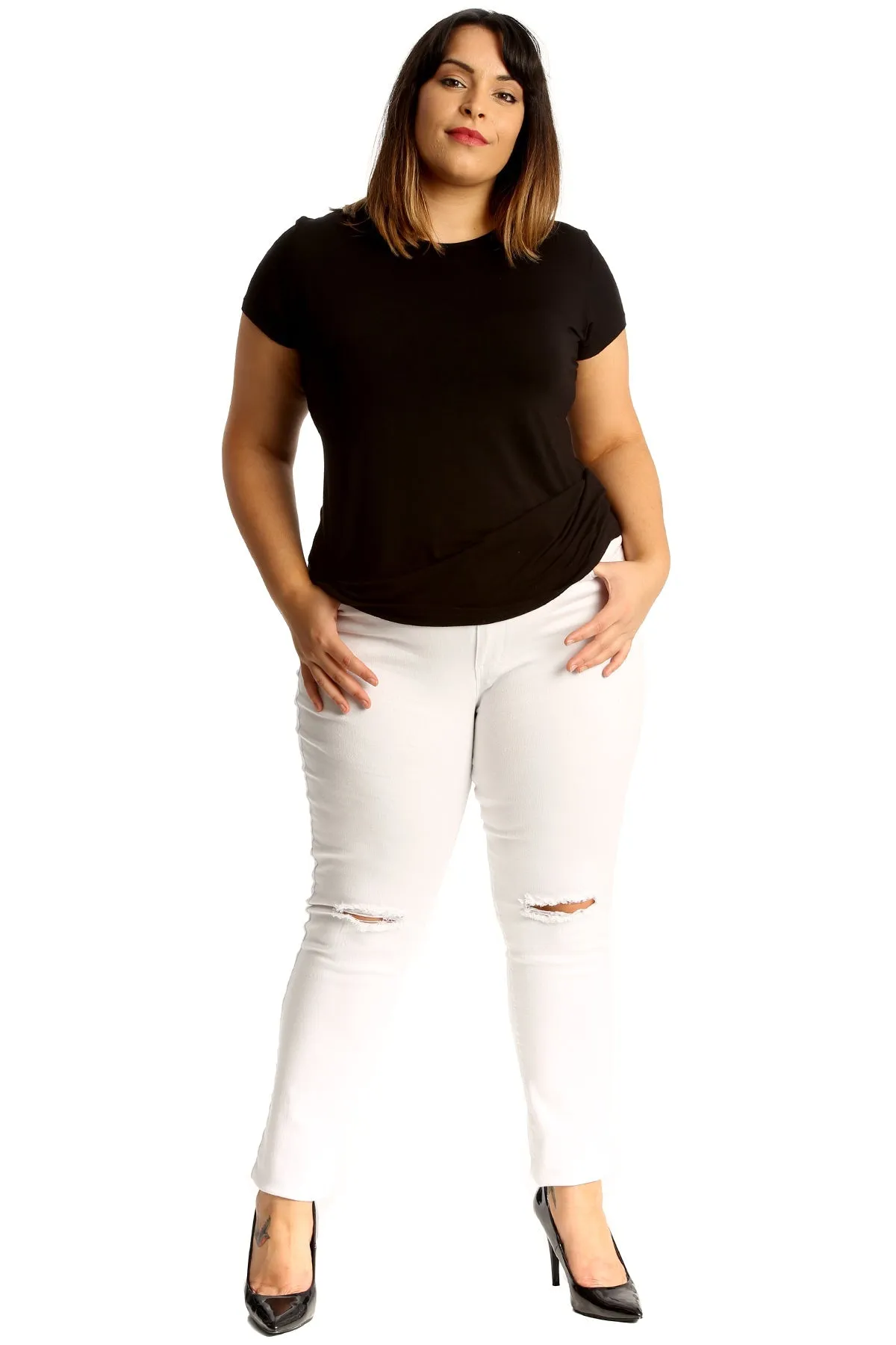 Straight Leg Ripped Jeans