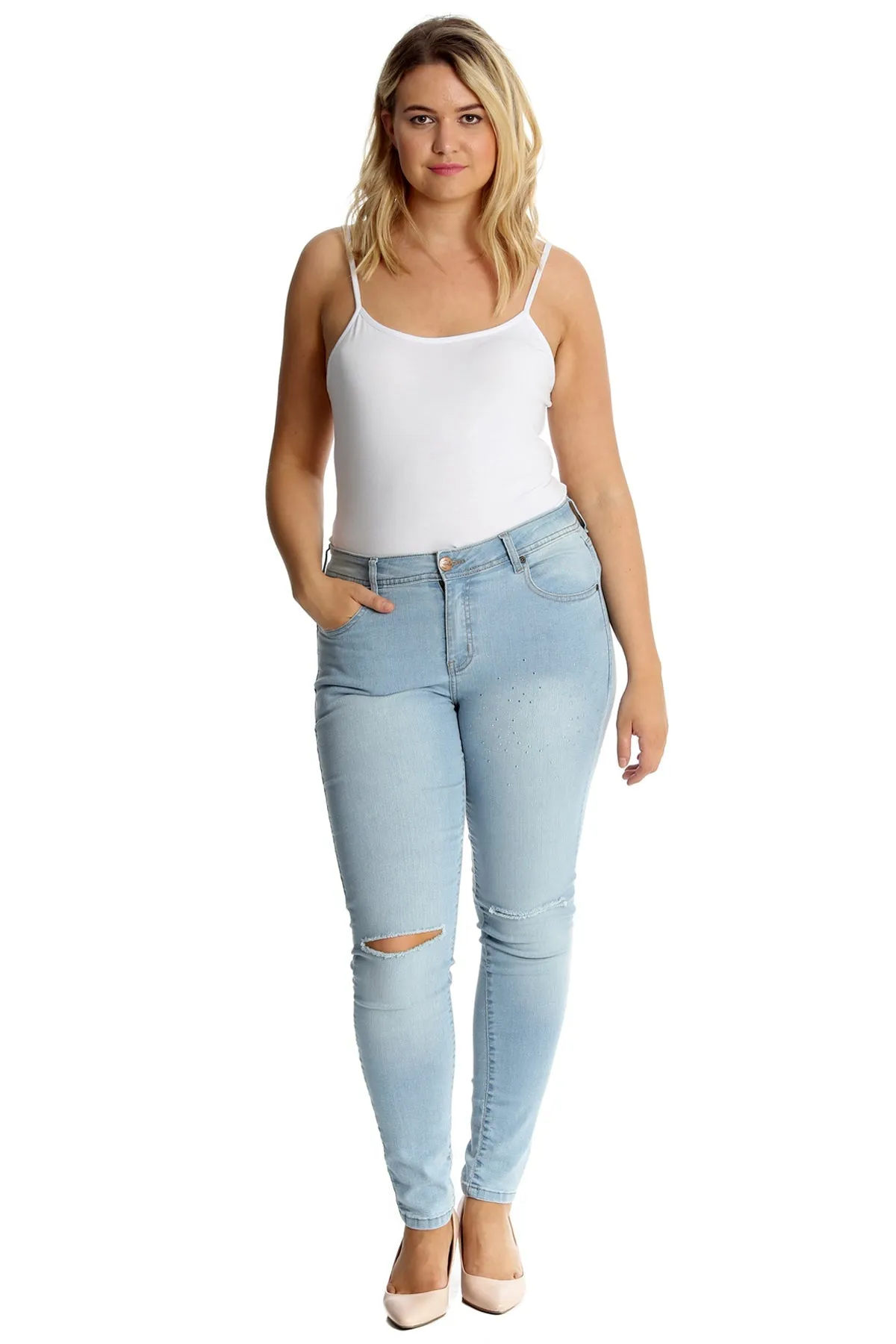 Straight Leg Ripped Jeans