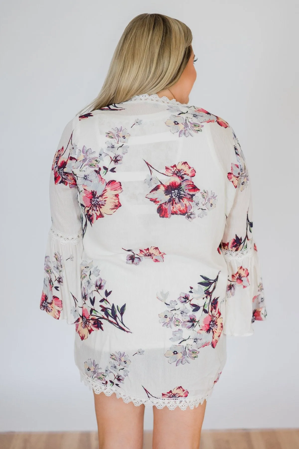 Summertime Sunshine Floral Kimono- Ivory