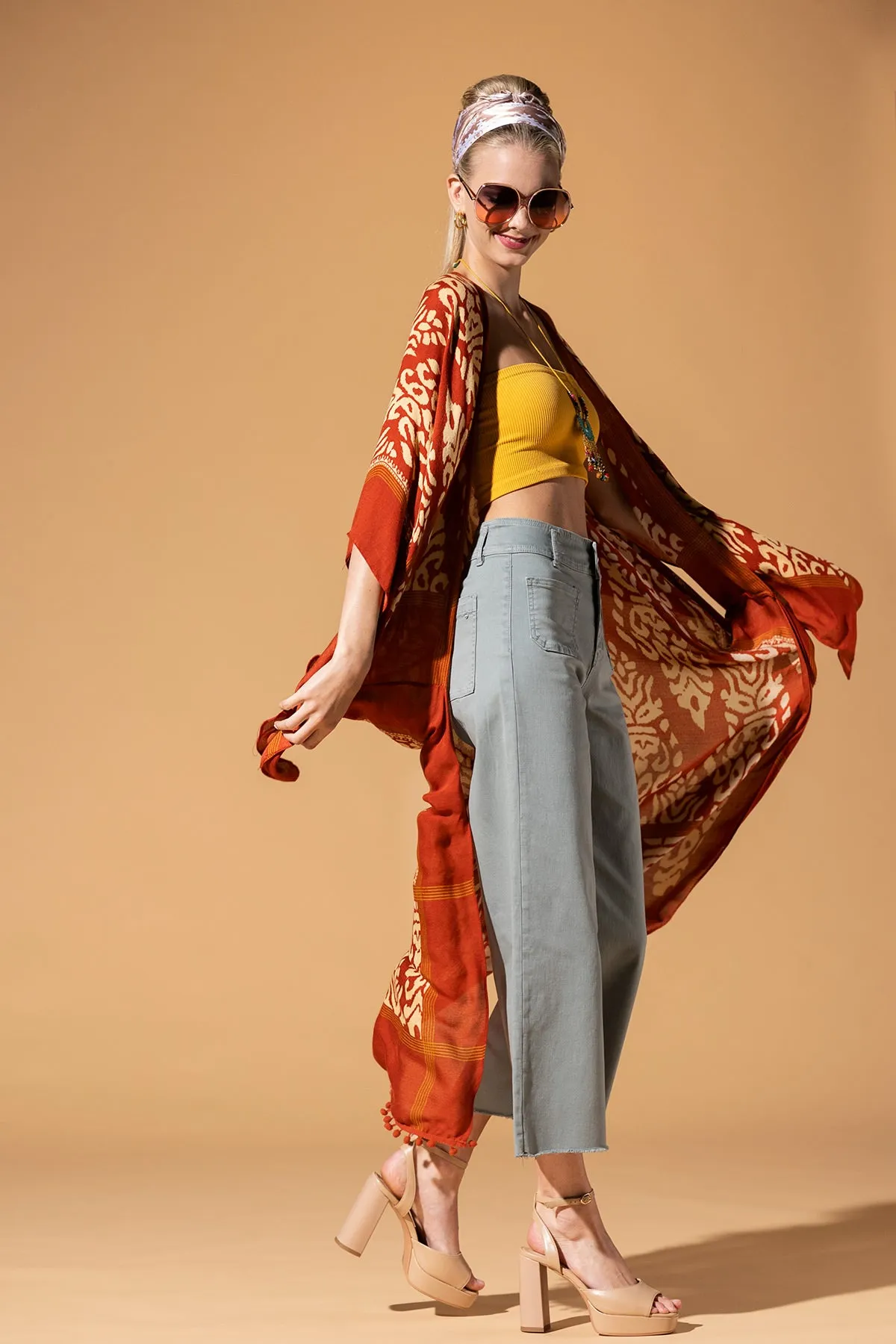 Sunset Damask Duster Kimono