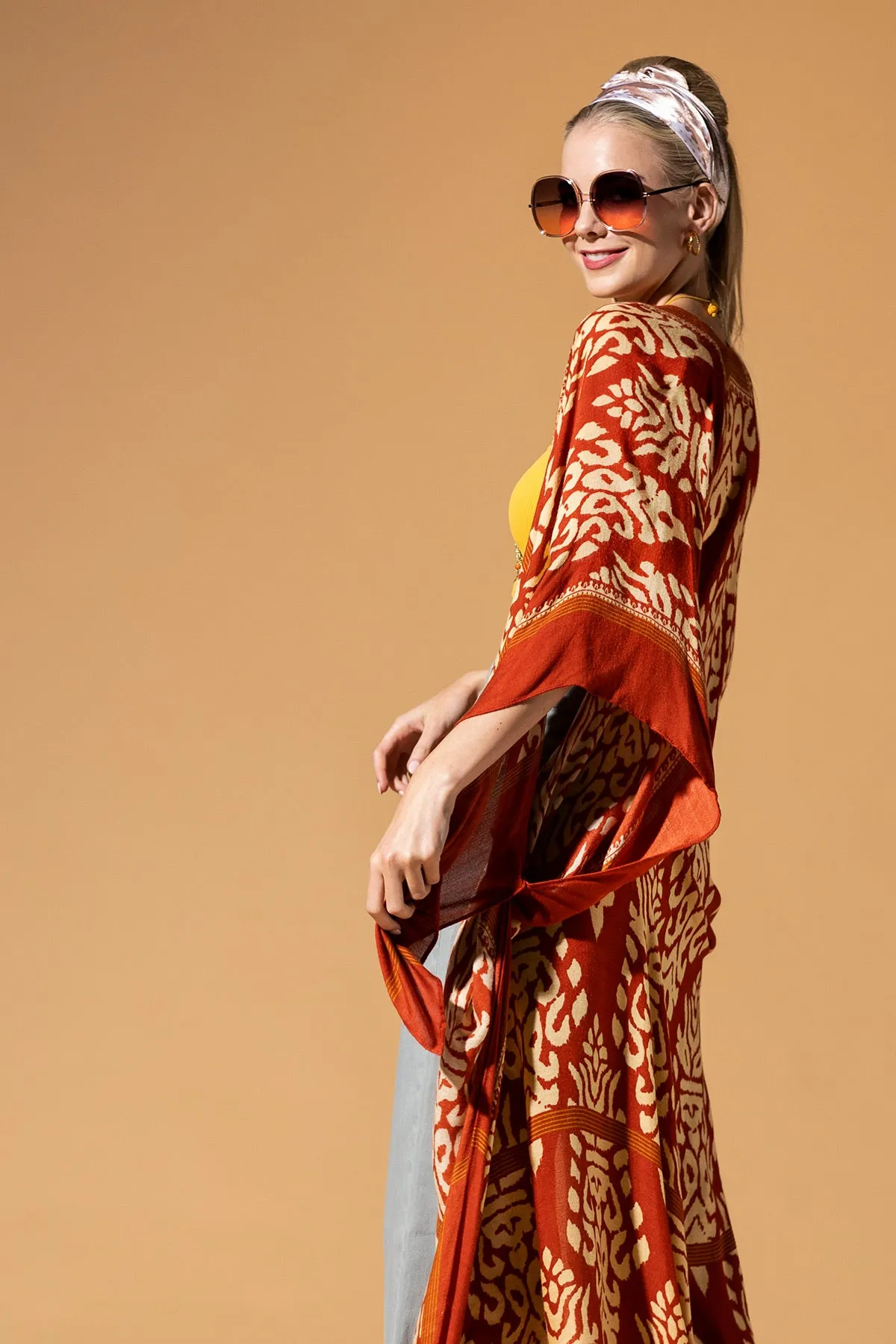 Sunset Damask Duster Kimono