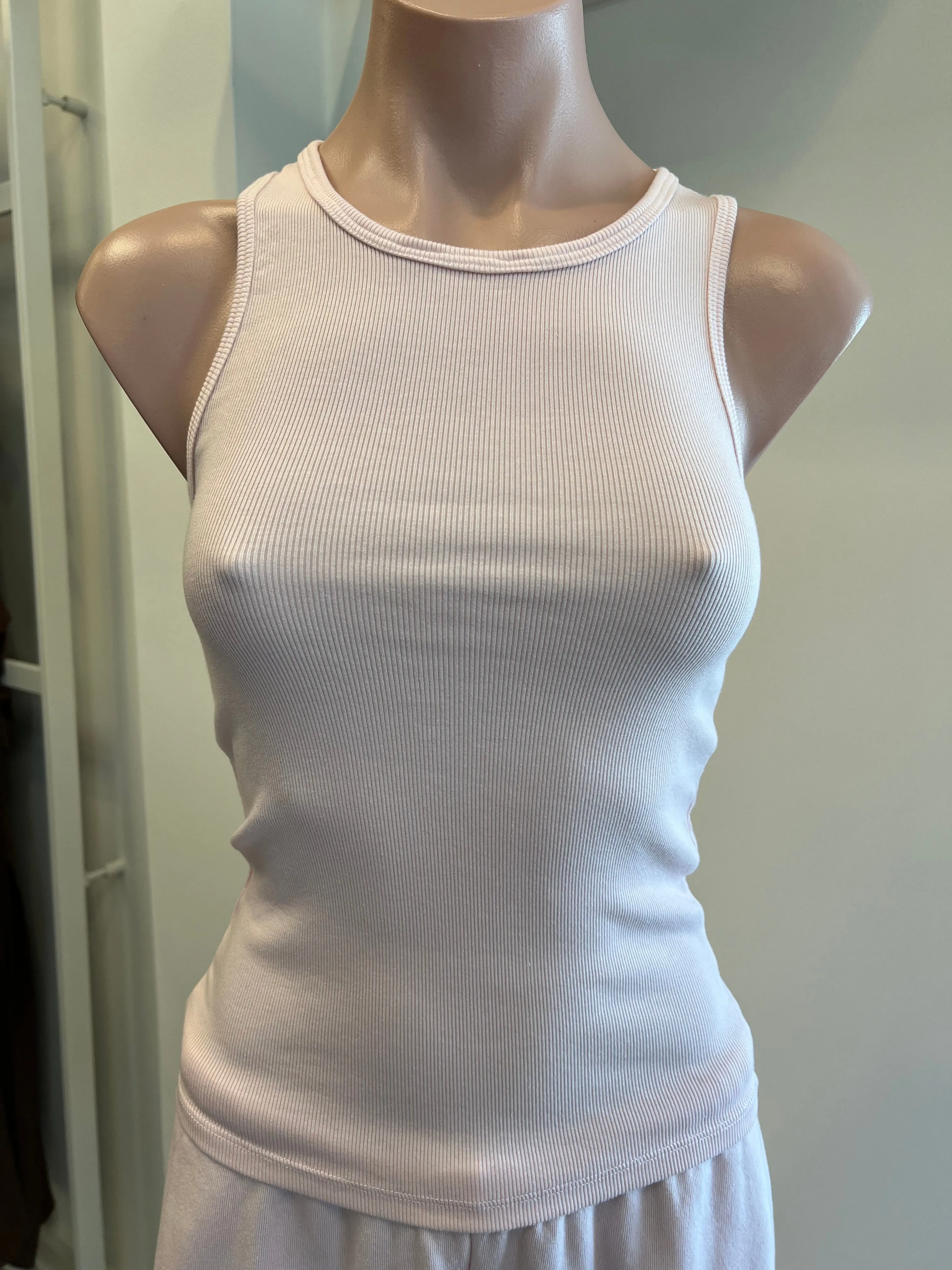 Supimaluxe Rib High Neck Tank in Pink Sorbet