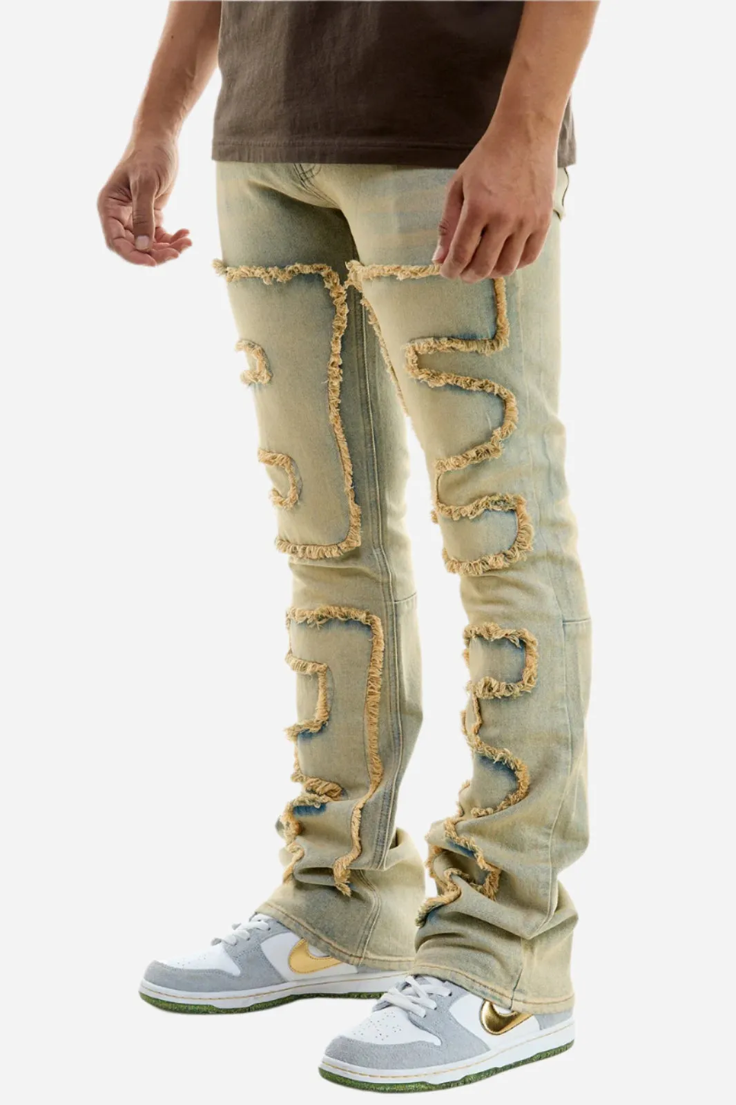 Symmetrical Patched Jeans - Stacked Flare Fit