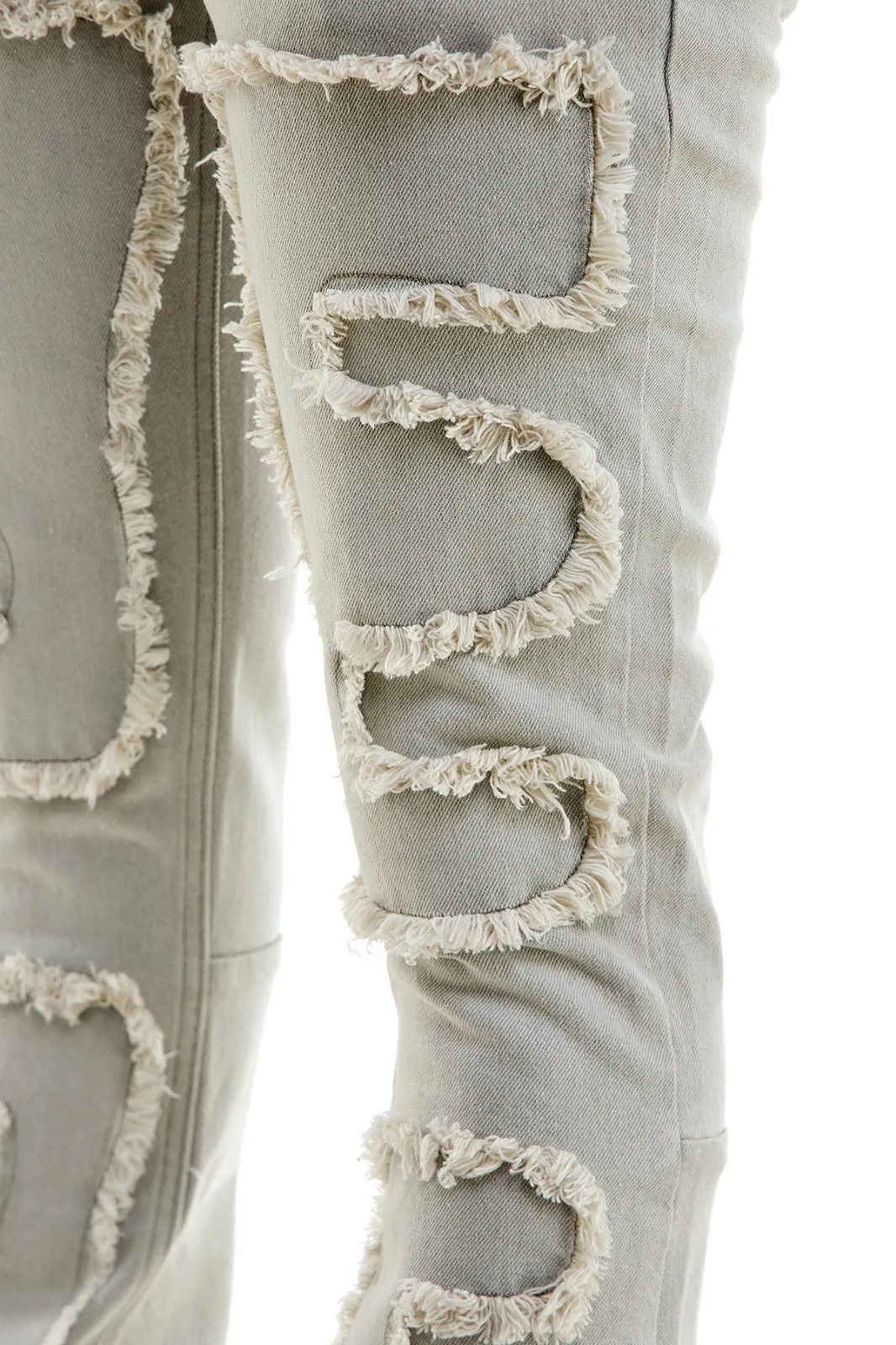 Symmetrical Patched Jeans - Stacked Flare Fit